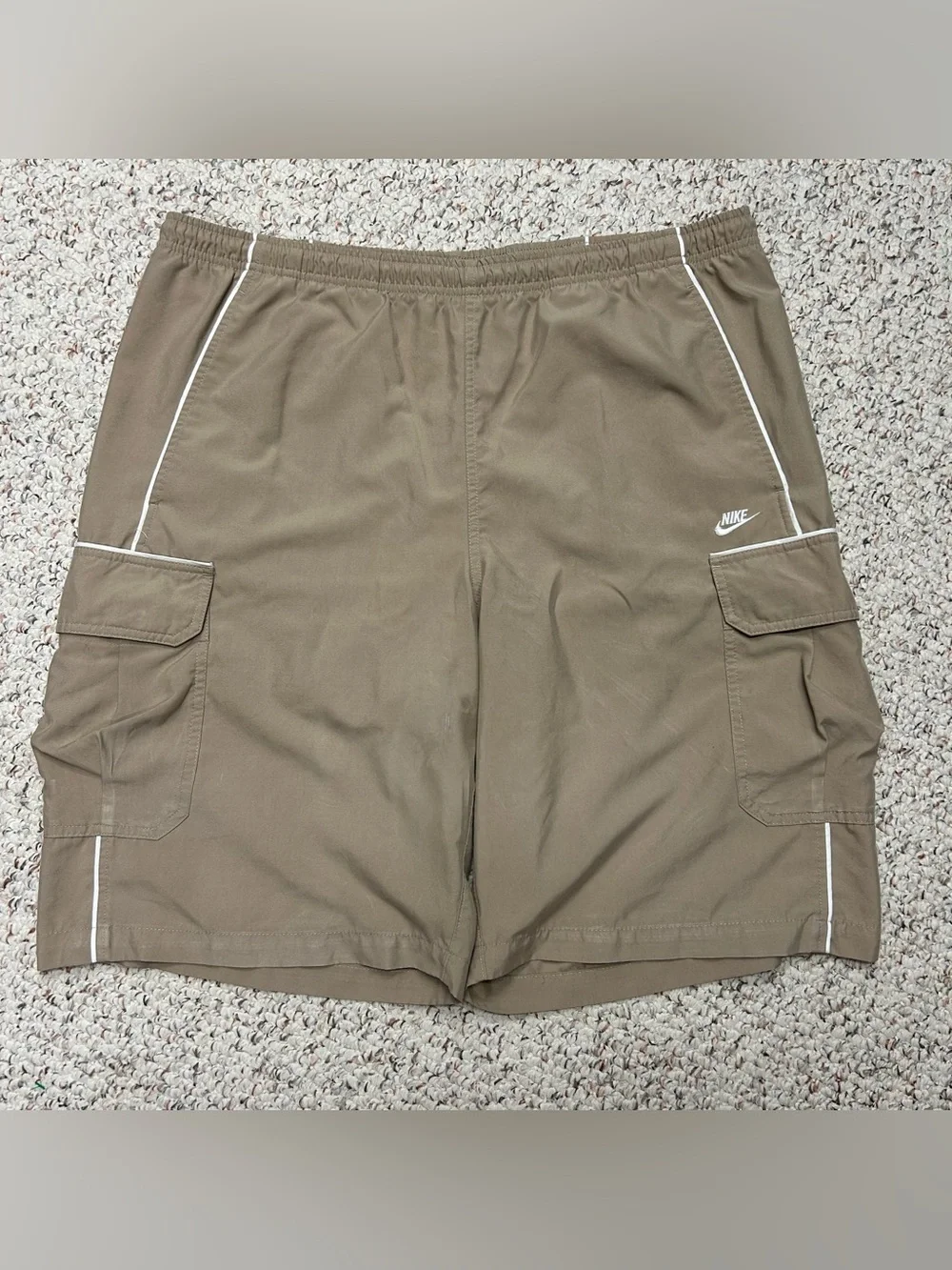 Vintage Nike Baggy Cargo Shorts Size XL 11” Skater Active Tan Drawstring